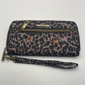 Travelon Leopard Print Women's RFID Zip Around Wallet Wristlet